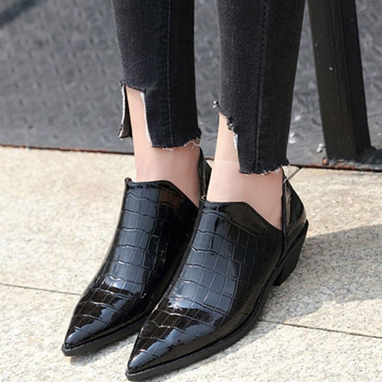 Plain Block Heel Pointed Toe Damskor