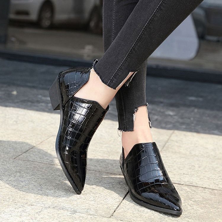 Plain Block Heel Pointed Toe Damskor