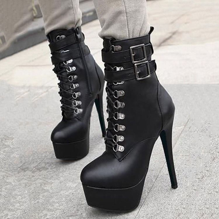 Plain Side Zipper Stiletto Heel Round Toe Women's Ankle Boots