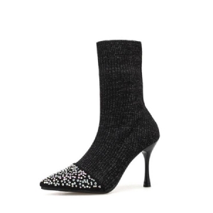 Rhinestone Slip-on Stiletto Heel Dam Stövletter