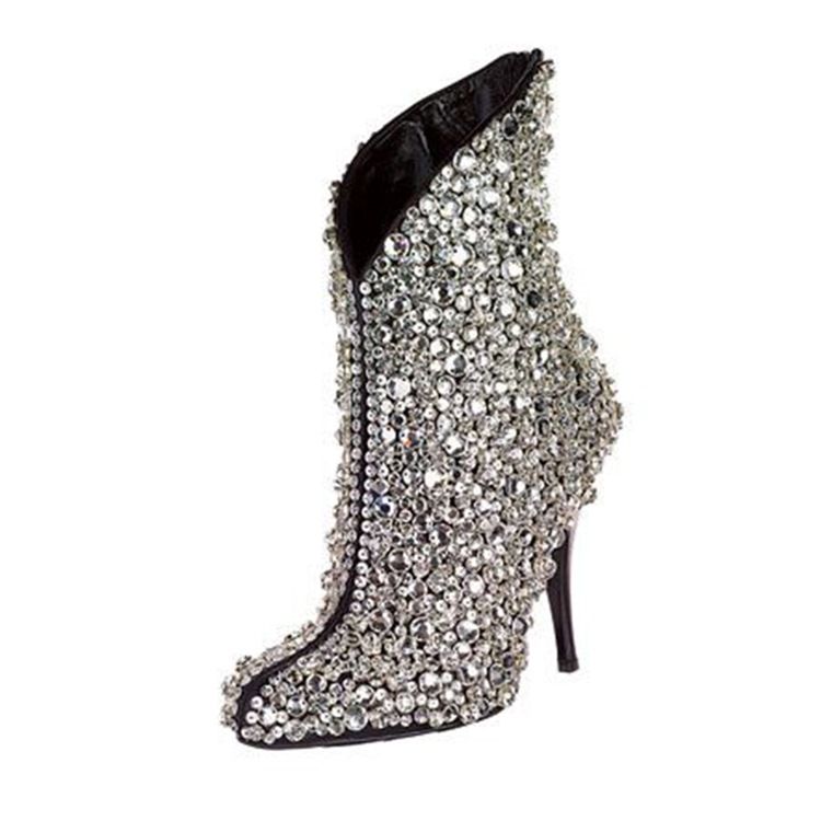 Rhinestone Spets Toe Plain Stiletto Heel Damskor