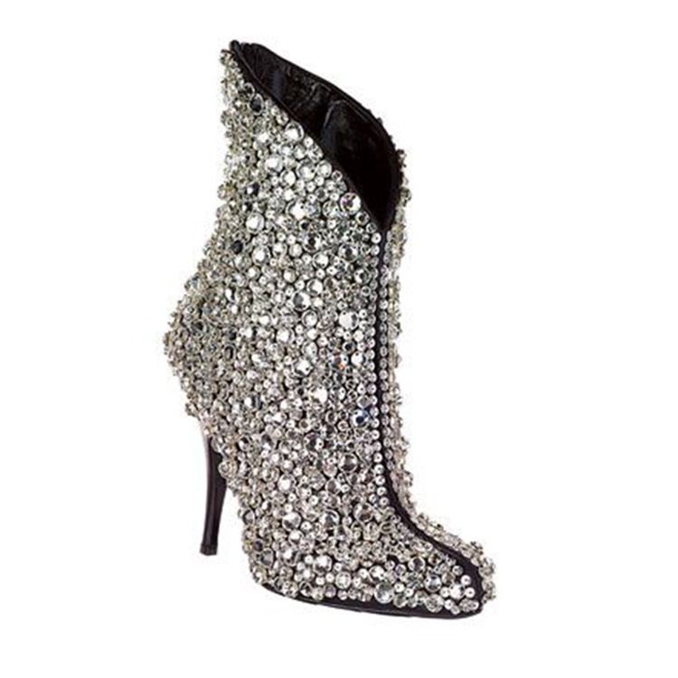 Rhinestone Spets Toe Plain Stiletto Heel Damskor