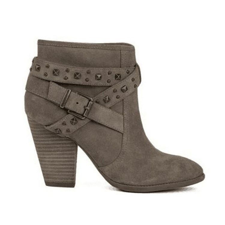 Round Toe Plain Side Zipper Women's Ankle Boots