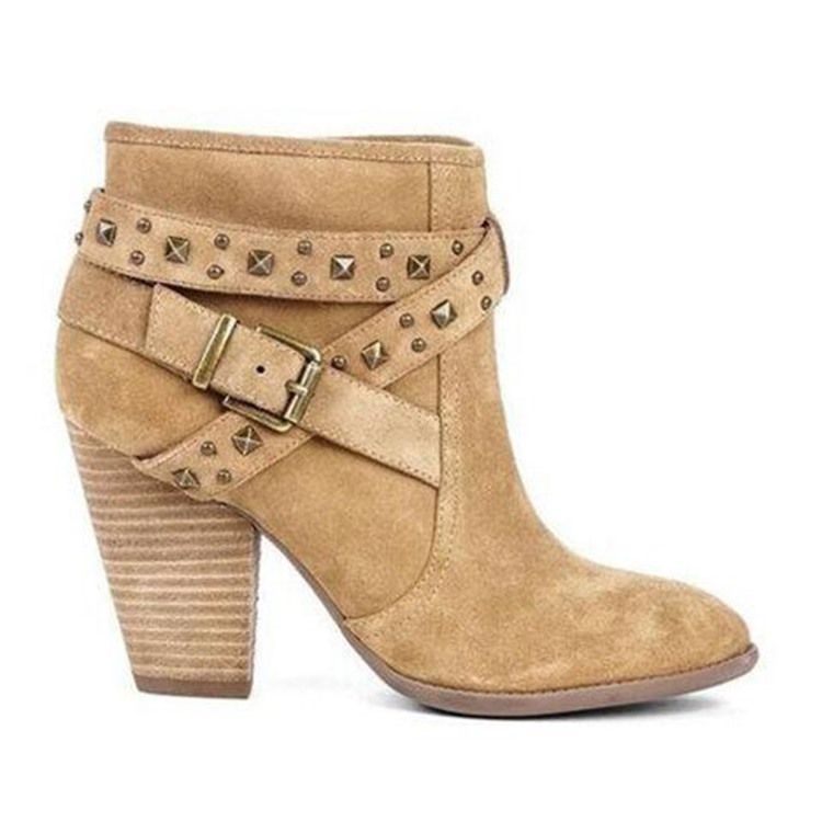 Round Toe Plain Side Zipper Women's Ankle Boots