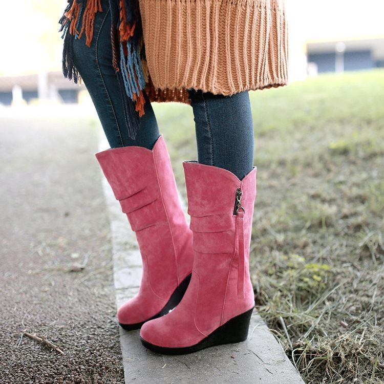 Round Toe Plain Wedge Heel Damskor