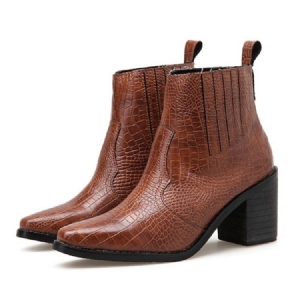 Spetsiga Slip-on Chunky Heel Dam Stövletter