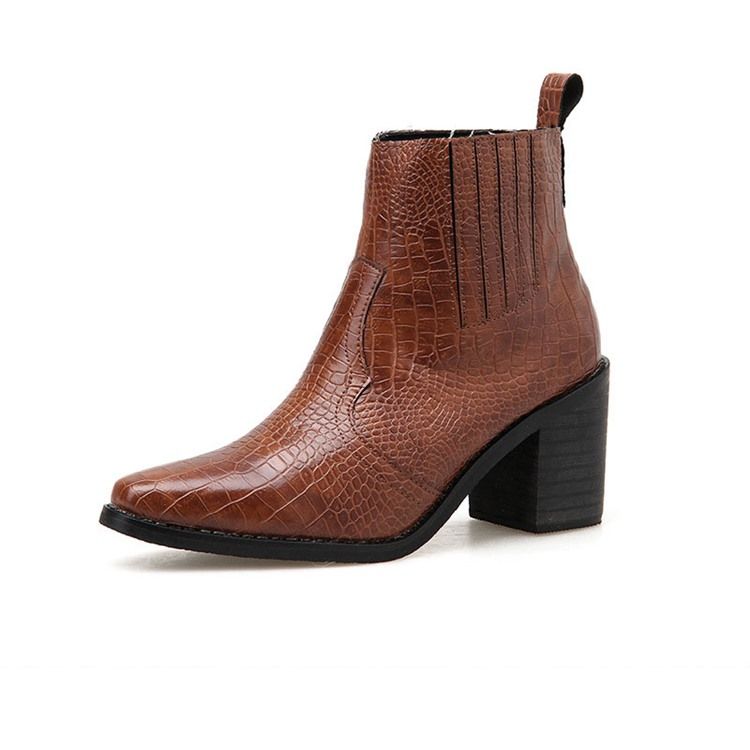 Spetsiga Slip-on Chunky Heel Dam Stövletter