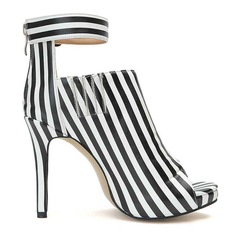 Stripe Peep Toe Stiletto Heel Dam Stövletter