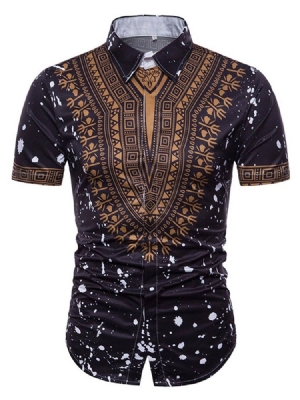 African Fashion Dashiki Print Mens Kortärmad Skjorta