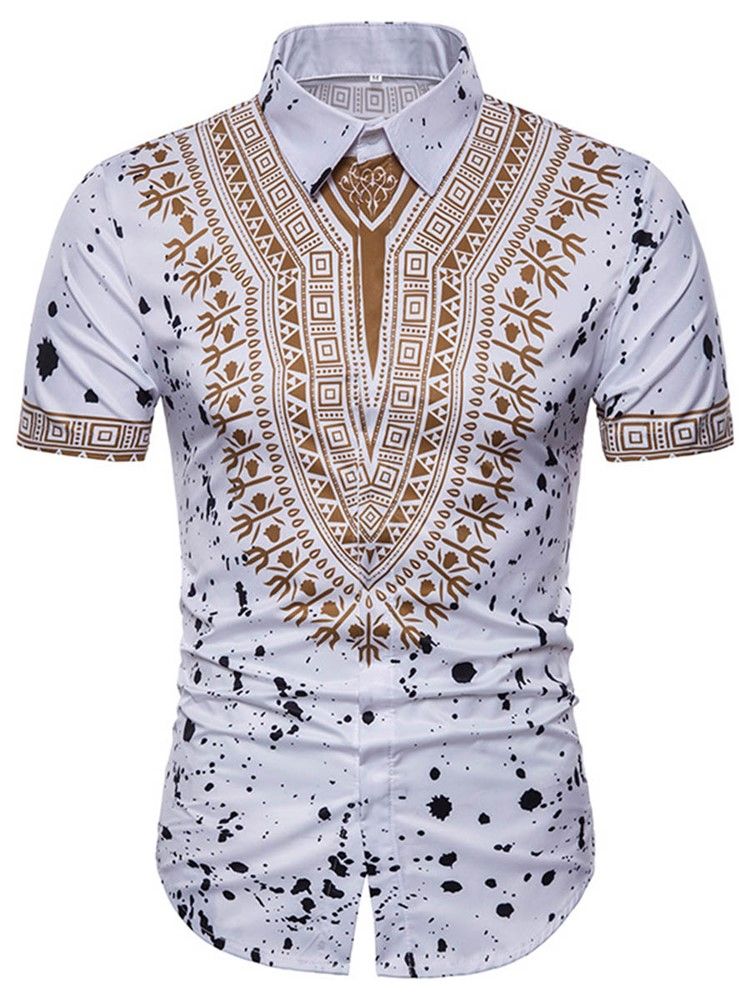 African Fashion Dashiki Print Mens Kortärmad Skjorta