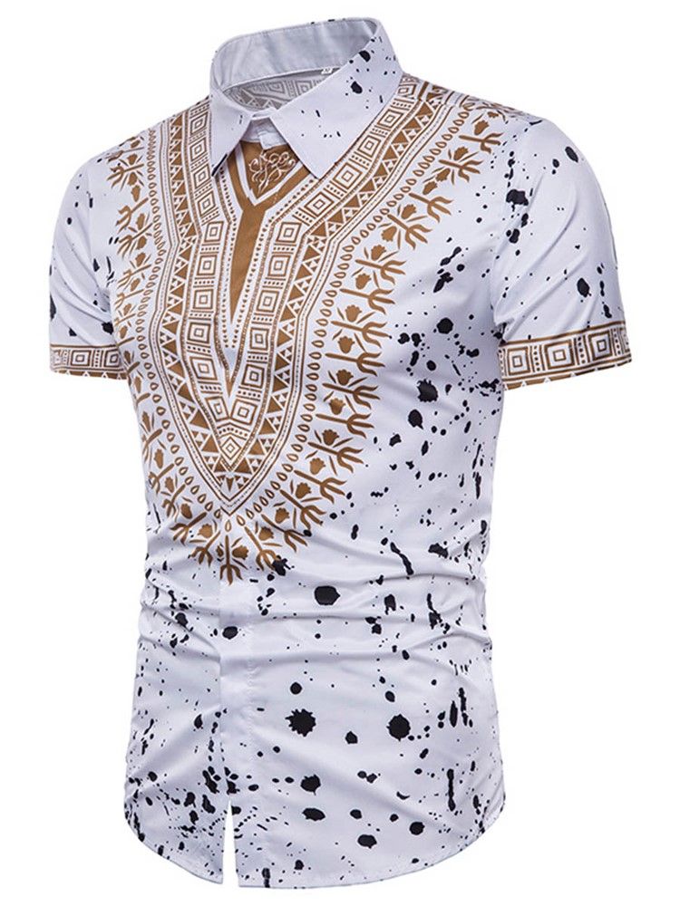 African Fashion Dashiki Print Mens Kortärmad Skjorta