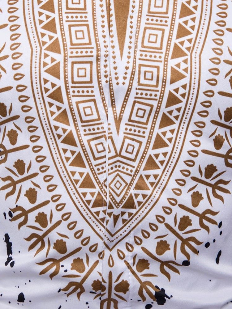 African Fashion Dashiki Print Mens Kortärmad Skjorta