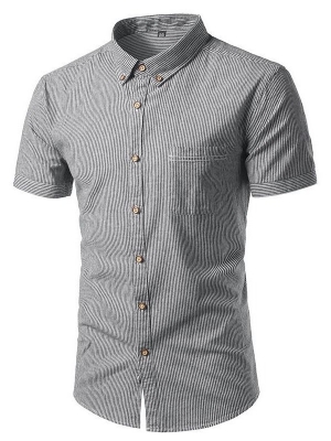 Button Casual Stripe Slim Slim Shirt