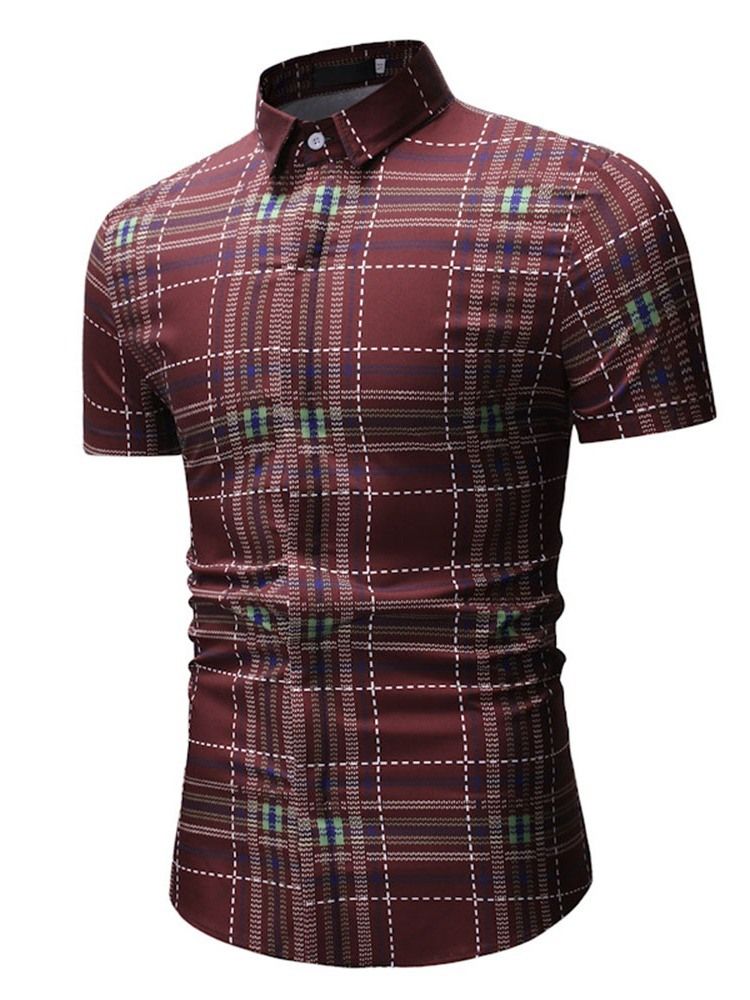 Casual Patchwork Plaid Summer Loose Men's Shirt