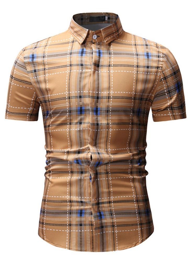 Casual Patchwork Plaid Summer Loose Men's Shirt