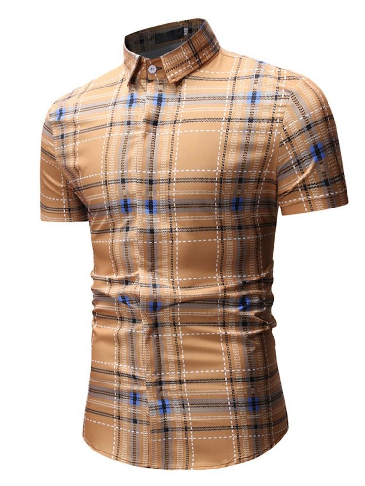 Casual Patchwork Plaid Summer Loose Men's Shirt