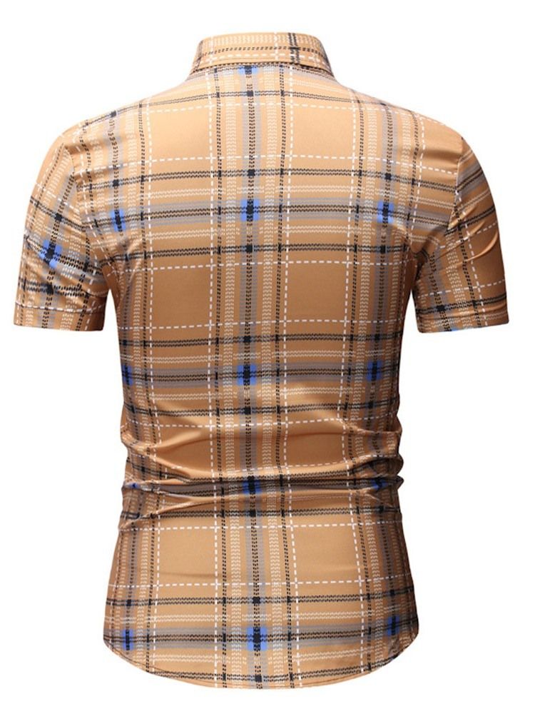 Casual Patchwork Plaid Summer Loose Men's Shirt