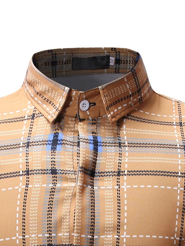 Casual Patchwork Plaid Summer Loose Men's Shirt