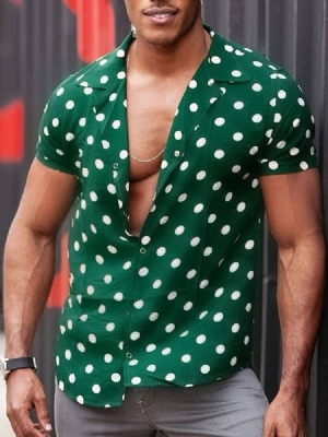 Casual Polka Dots Button Slim Single-breasted Men's Shirt