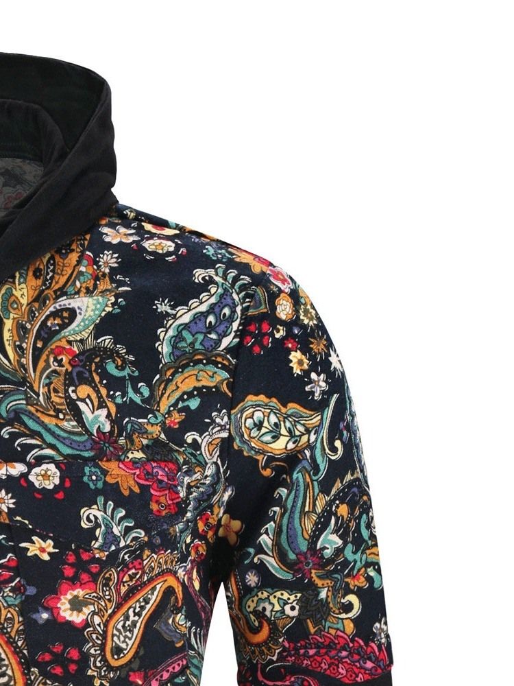 Casual Slim-shirt För Herrar Med Blommigt Tryck