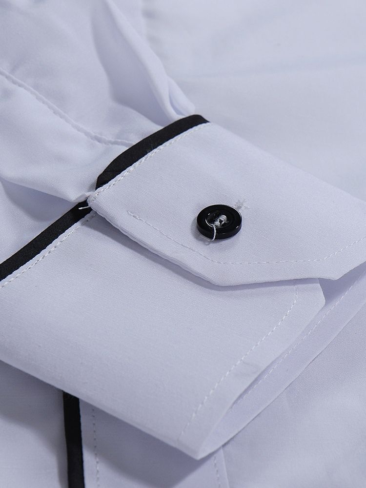 Color Block Plain Button Down Mens Casual Dress Shirts