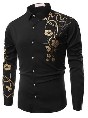 Floral Print Casual Slim Single-breasted Men's Shirt