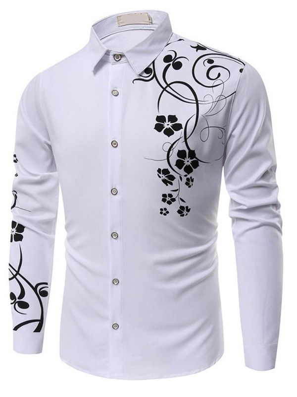 Floral Print Casual Slim Single-breasted Men's Shirt