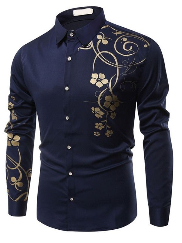 Floral Print Casual Slim Single-breasted Men's Shirt