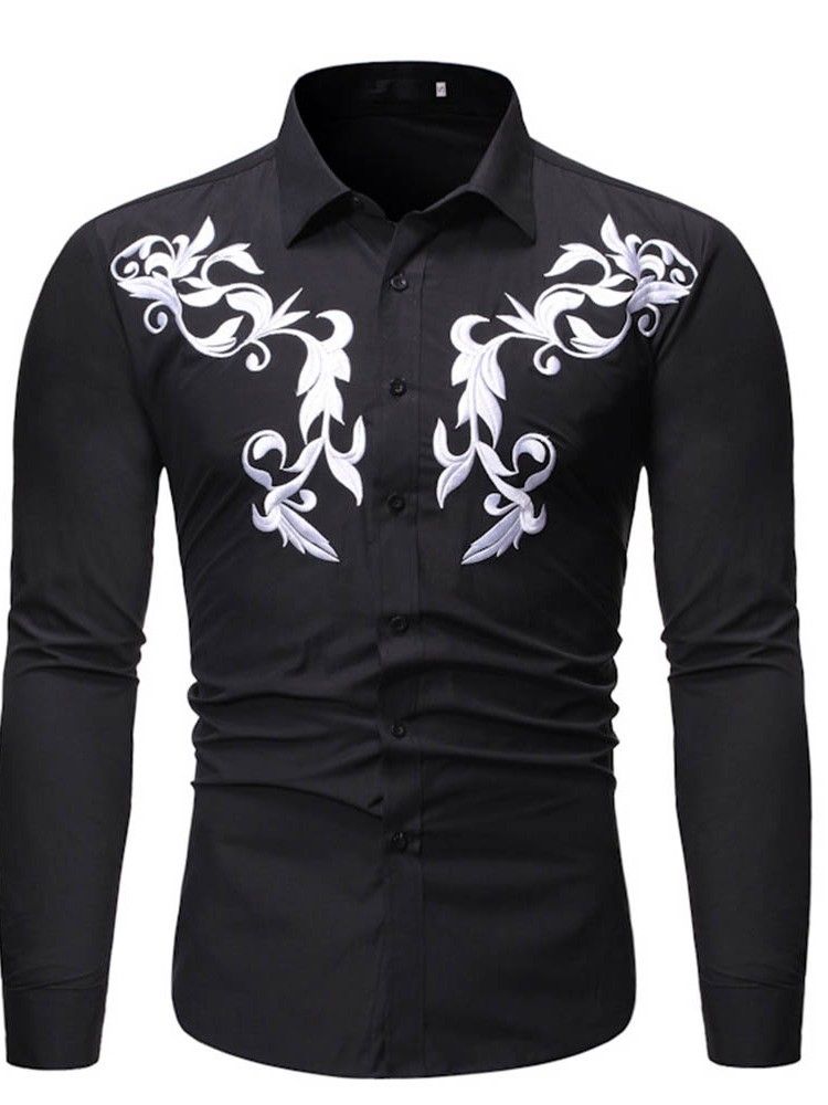 Lapel Casual Button Single-breasted Men's Slim Shirt