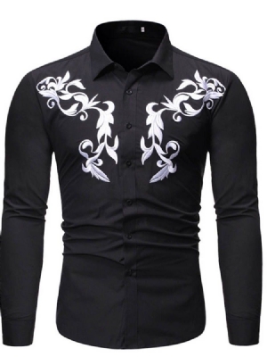 Lapel Casual Button Single-breasted Men's Slim Shirt