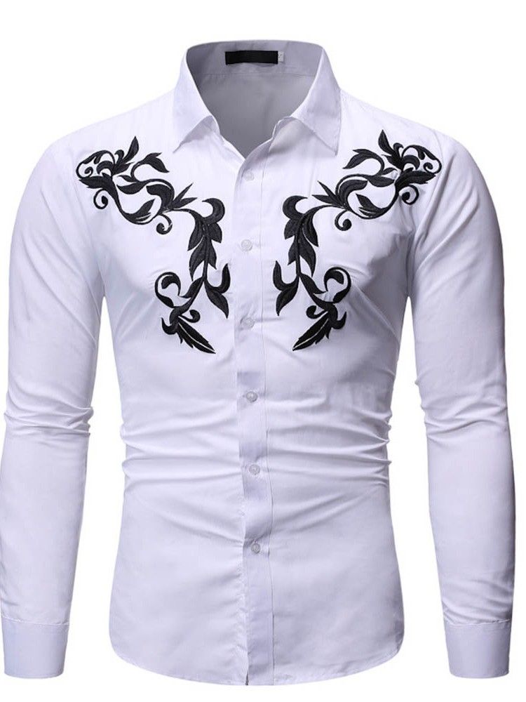 Lapel Casual Button Single-breasted Men's Slim Shirt