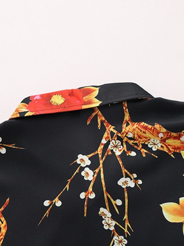 Lapel Fashion Print Single-breasted Mens Summer Shirt