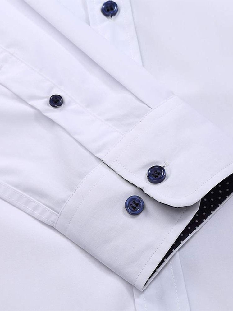 Lapel Pocket Ol Slim Slim-shirt För Män