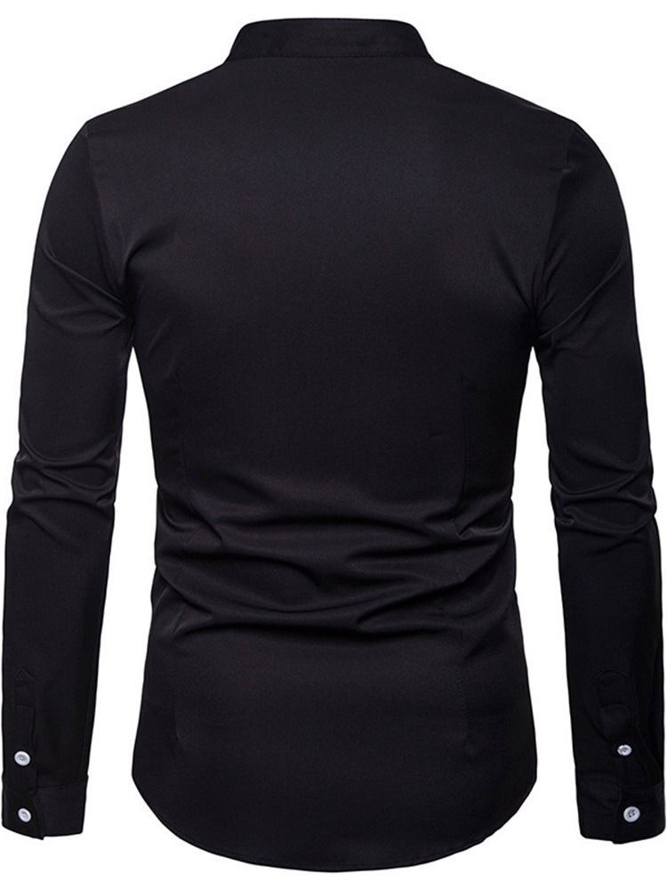 Ol Plain Stand Collar Slim Single-breasted Men's Shirt