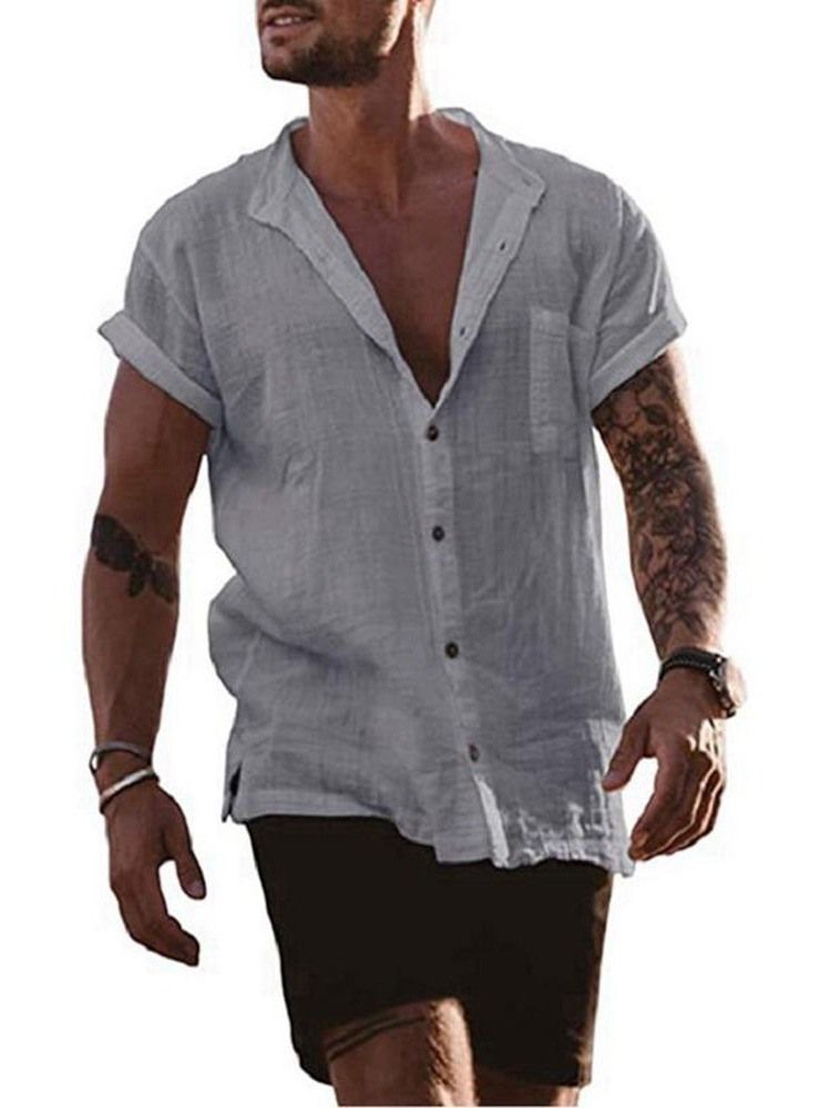 Plain Lapel European Straight Single-breasted Men's Shirt