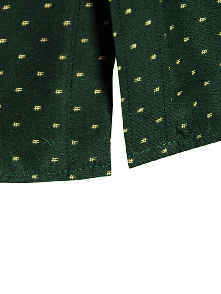 Polka Dots Green Slim Fit Mens Casual Dress Skjortor