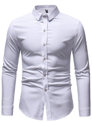 Printed Plain Slim Button Up Mens Casual Dress Shirts