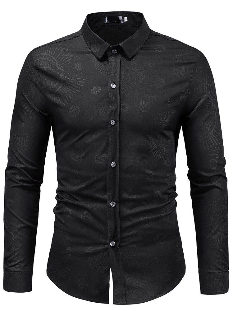 Printed Plain Slim Button Up Mens Casual Dress Shirts