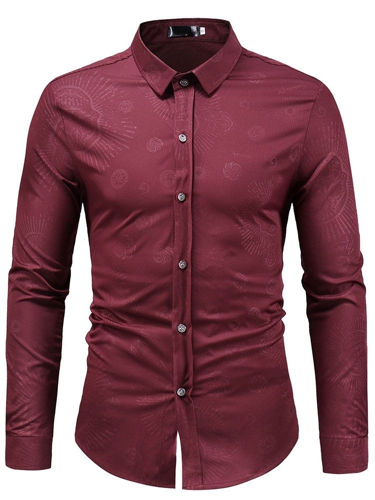 Printed Plain Slim Button Up Mens Casual Dress Shirts