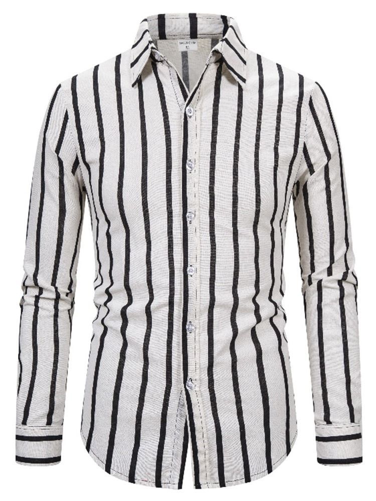 Stripe Lapel England Slim Slim Shirt