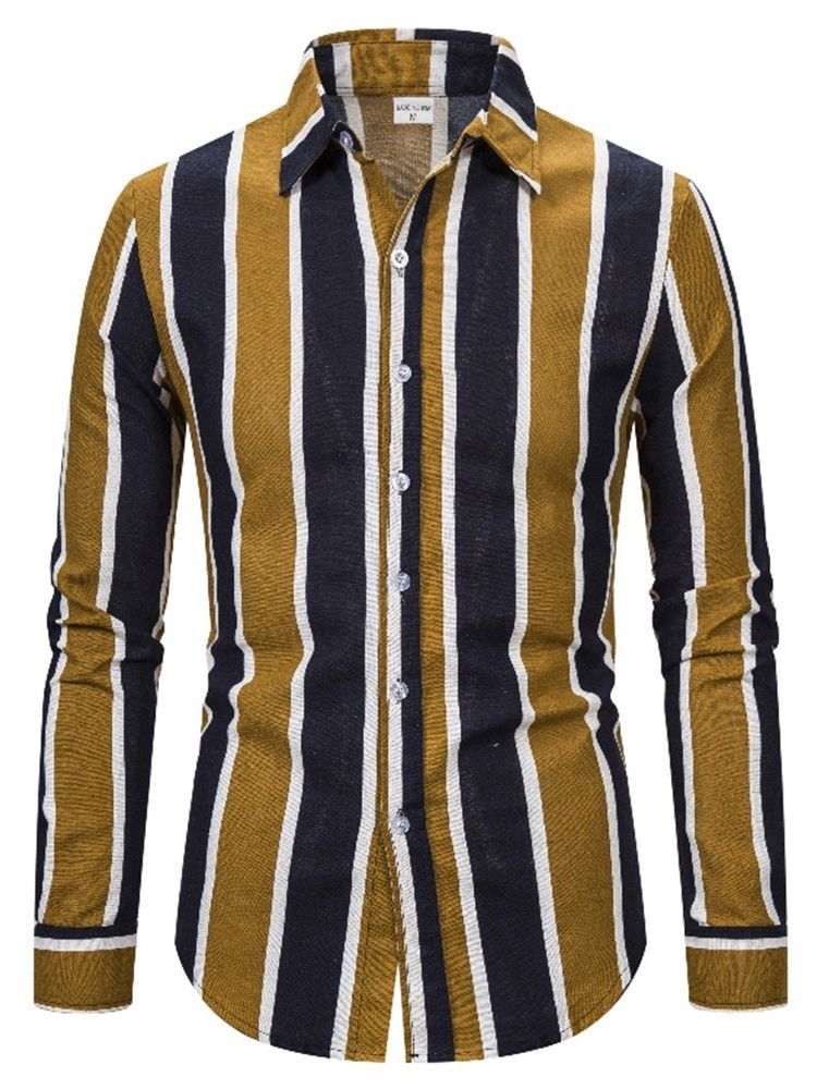 Stripe Lapel England Slim Slim Shirt