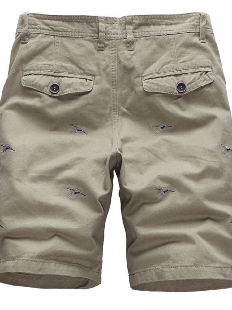 Animal Straight Broderi Mid Midja Casual Shorts För Män