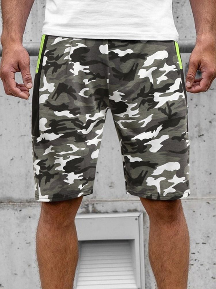 Camouflage Straight Pocket Beach Shorts För Män