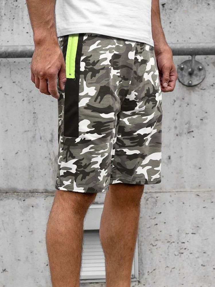 Camouflage Straight Pocket Beach Shorts För Män