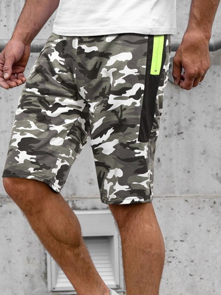 Camouflage Straight Pocket Beach Shorts För Män