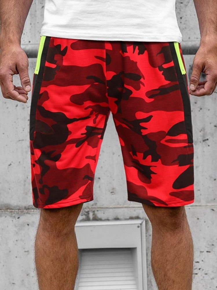 Camouflage Straight Pocket Beach Shorts För Män