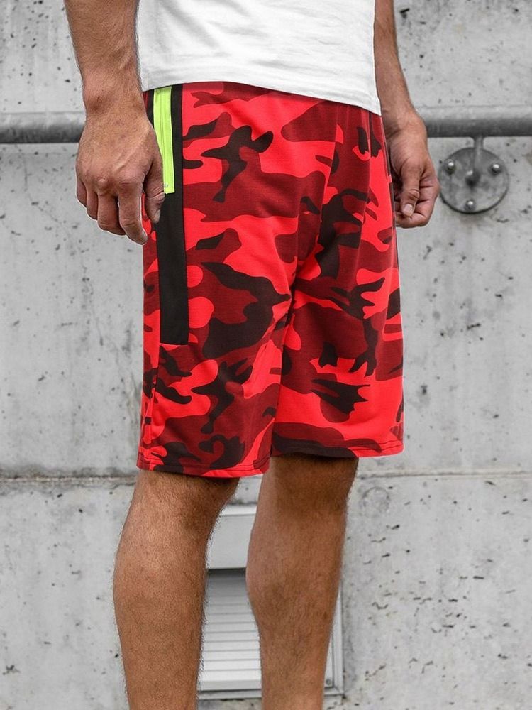 Camouflage Straight Pocket Beach Shorts För Män