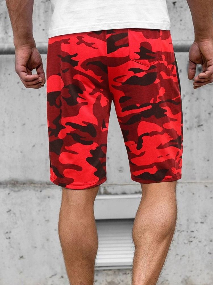 Camouflage Straight Pocket Beach Shorts För Män