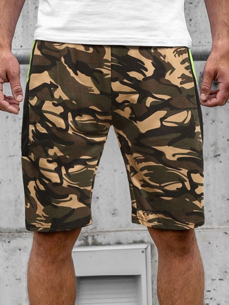 Camouflage Straight Pocket Beach Shorts För Män