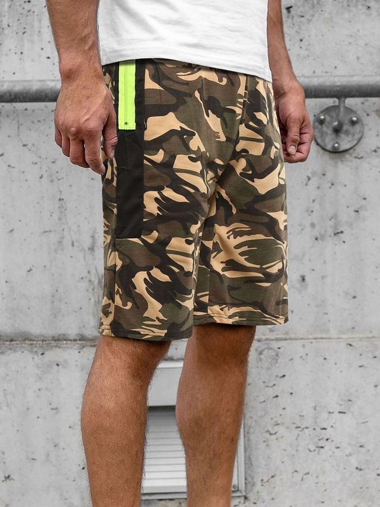 Camouflage Straight Pocket Beach Shorts För Män